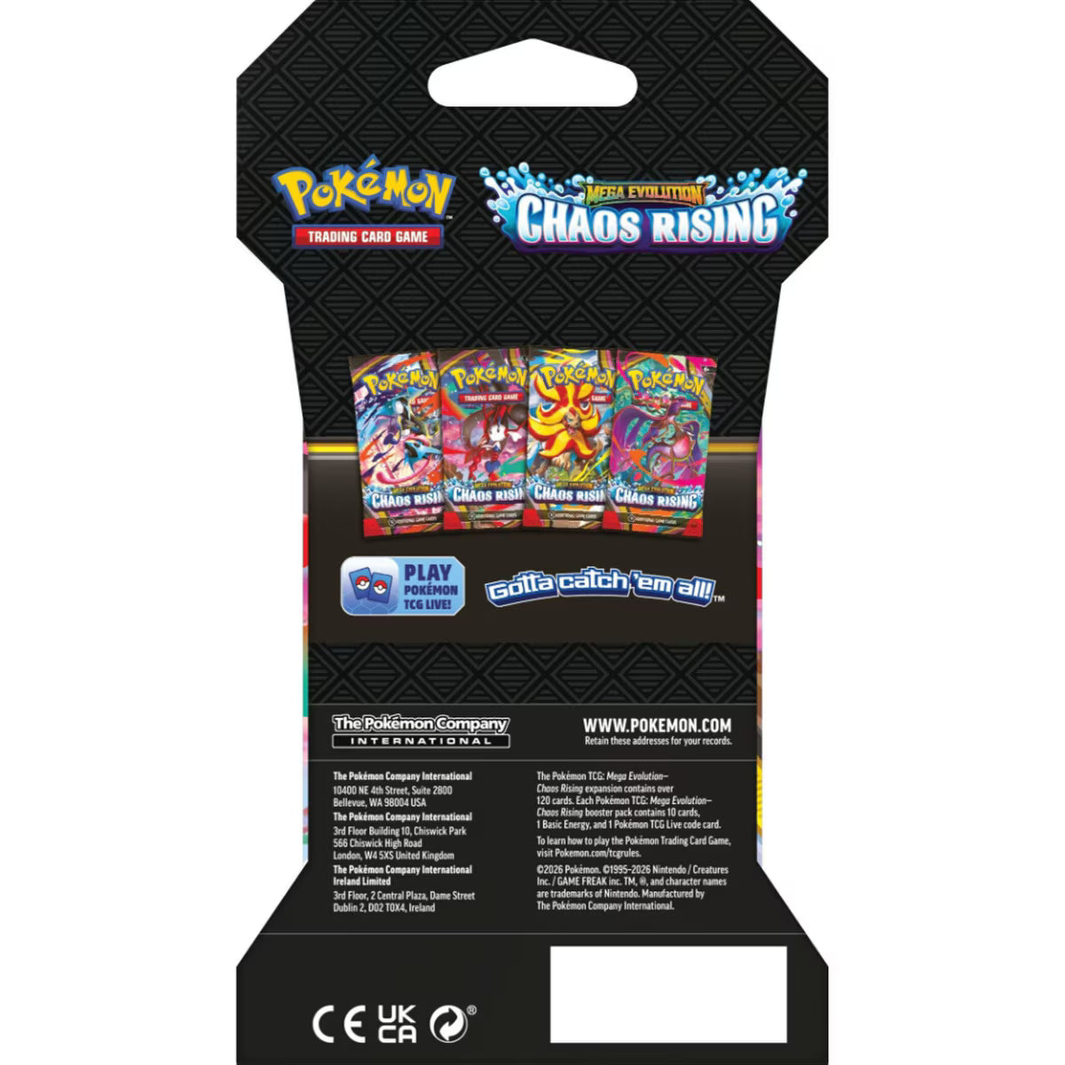 Pokémon TCG: Mega Evolution - Chaos Rising: Sleeved Booster Case (144 Boosters)