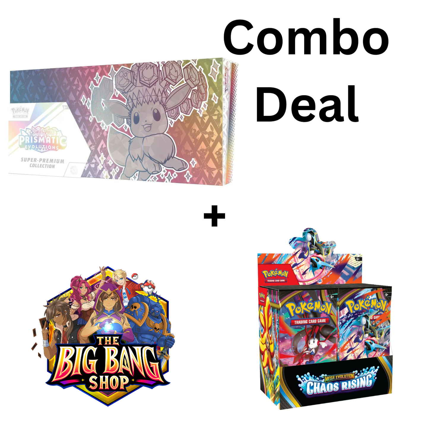 Pokémon TCG: Prismatic Evolutions Super Premium Collection + Chaos Rising Booster Box