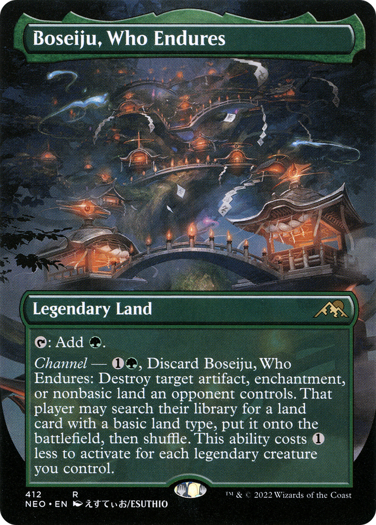 Boseiju, Who Endures (Borderless) (NEO-412) - Kamigawa: Neon Dynasty (Borderless) Foil