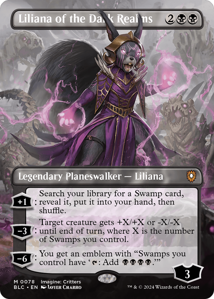 Liliana of the Dark Realms (Borderless) (BLC-078) - Bloomburrow Commander (Borderless)