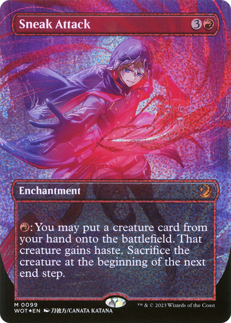 Sneak Attack (Anime Borderless) (Confetti Foil) (WOT-099) - Wilds of Eldraine: Enchanting Tales (Borderless) Foil