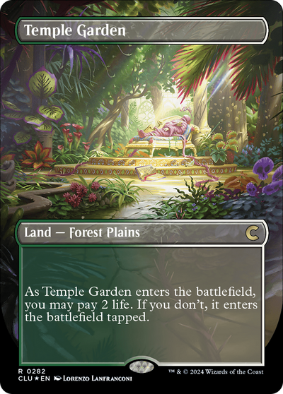 Temple Garden (Borderless) (CLU-282) - Ravnica: Clue Edition (Borderless) Foil