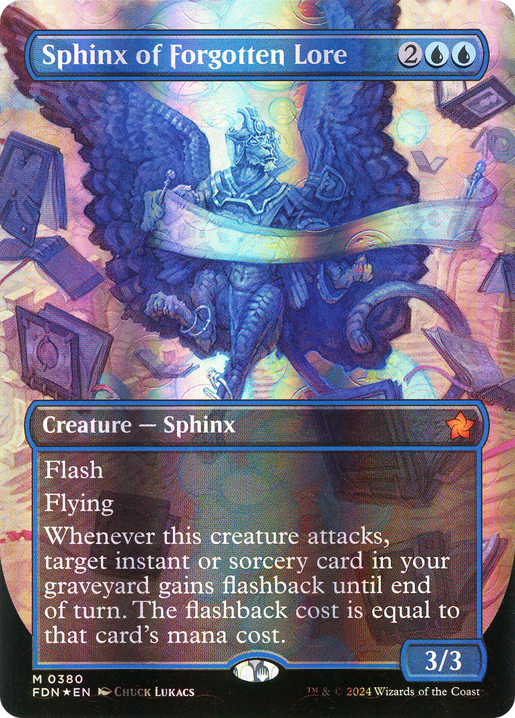 Sphinx of Forgotten Lore (Borderless) (Mana Foil) (FDN-380) - Foundations (Borderless) Foil