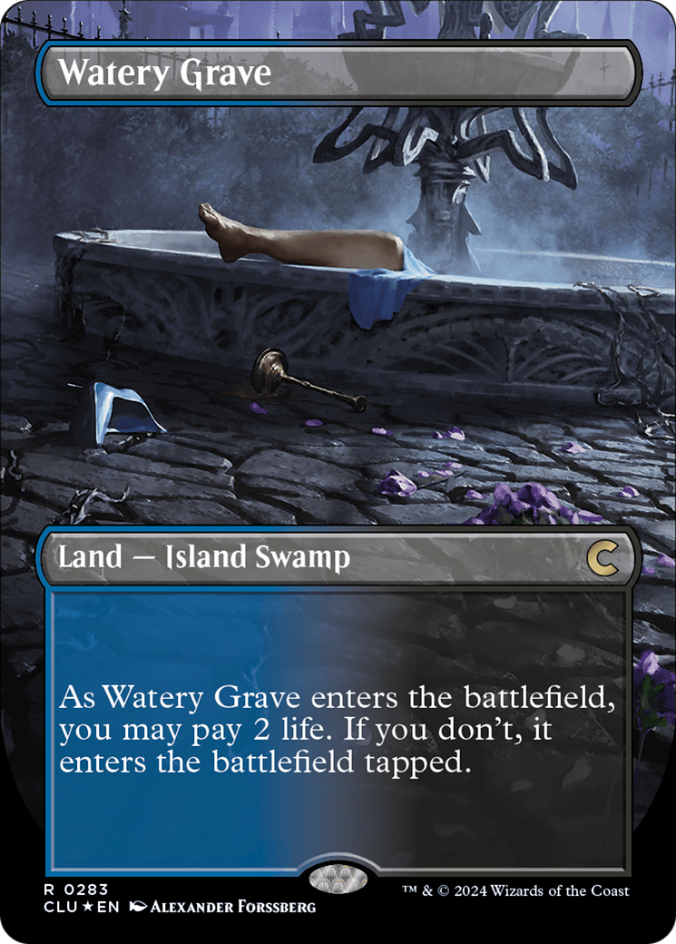 Watery Grave (Borderless) (CLU-283) - Ravnica: Clue Edition (Borderless) Foil