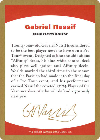 2004 Gabriel Nassif Biography Card (WCD-) - World Championship Decks 2004