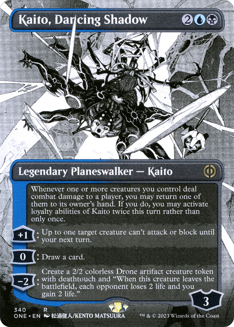 Kaito, Dancing Shadow (Borderless) (ONE-340) - Phyrexia: All Will Be One: (Showcase) (Borderless)