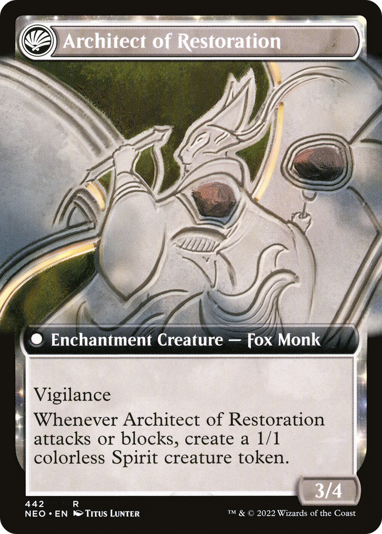 The Restoration of Eiganjo (Extended Art) (NEO-442) - Kamigawa: Neon Dynasty: (Extended Art, fandfc, enchantment) Foil