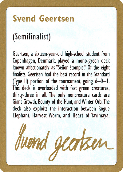 1997 Svend Geertsen Biography Card (WCD-) - World Championship Decks 1997