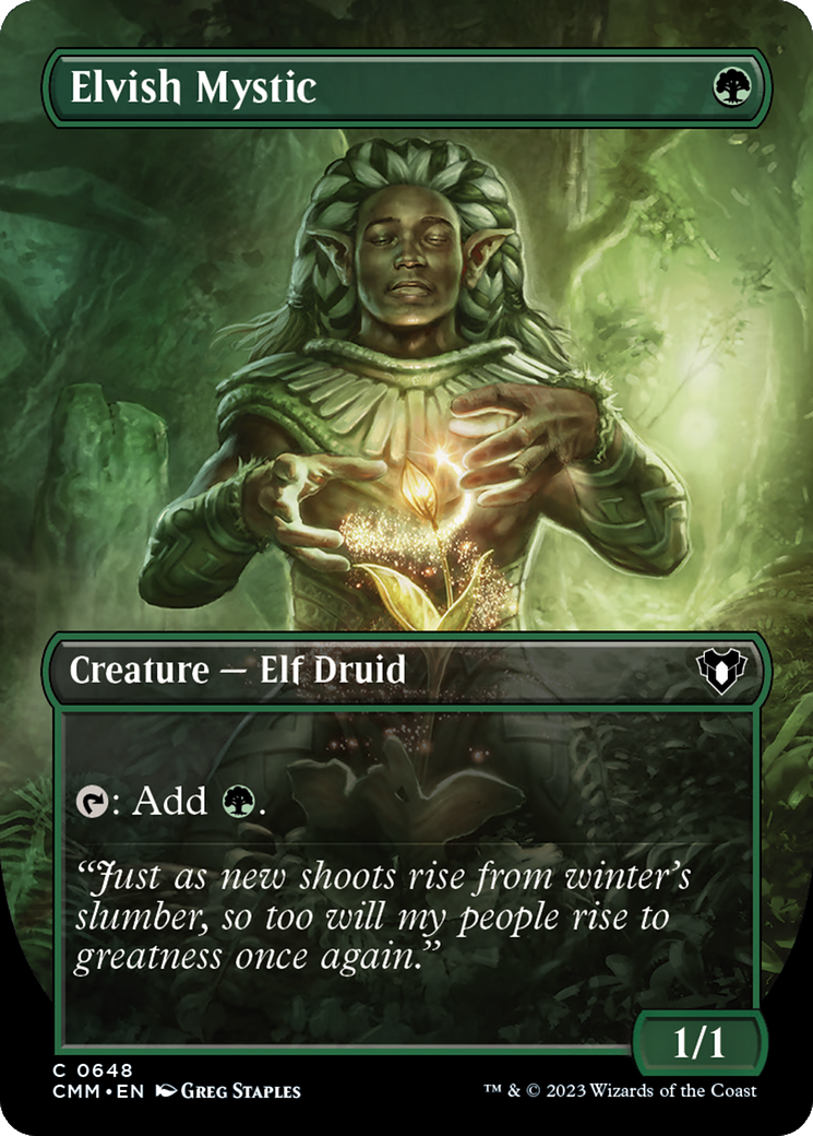 Elvish Mystic (Borderless) (CMM-648) - Commander Masters (Borderless)