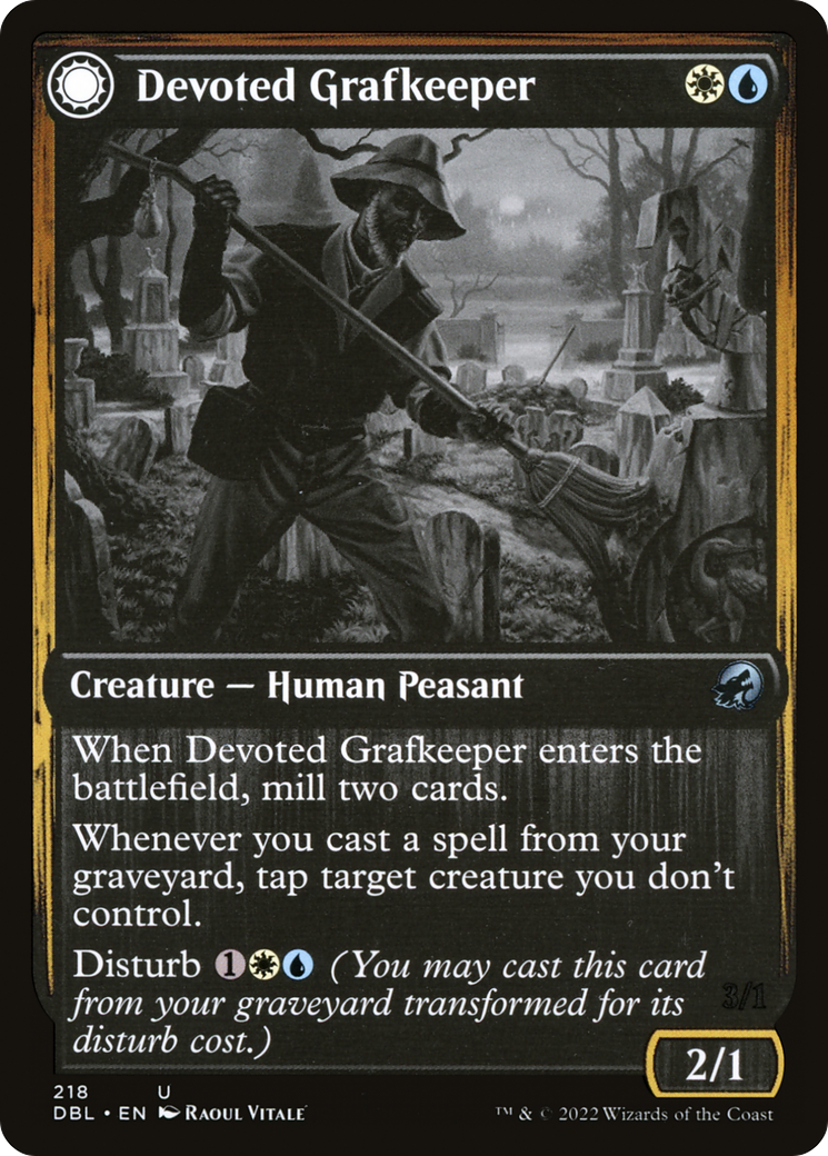 Devoted Grafkeeper (DBL-218) - Innistrad: Double Feature: (Double Faced Transform) Foil