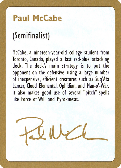 1997 Paul McCabe Biography Card (WCD-) - World Championship Decks 1997