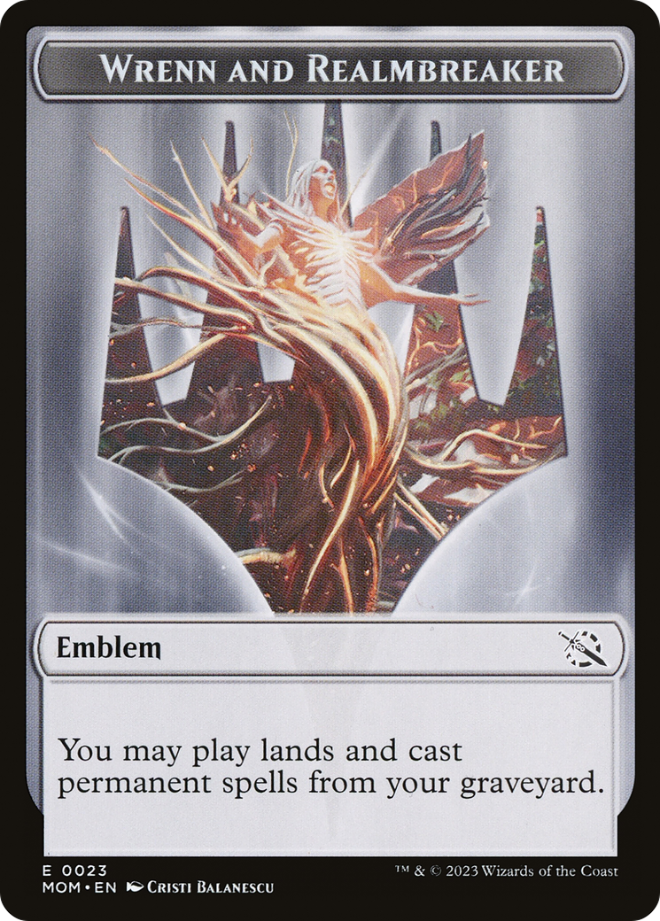 Wrenn and Realmbreaker Emblem (TMOM-023) - March of the Machine Tokens Foil