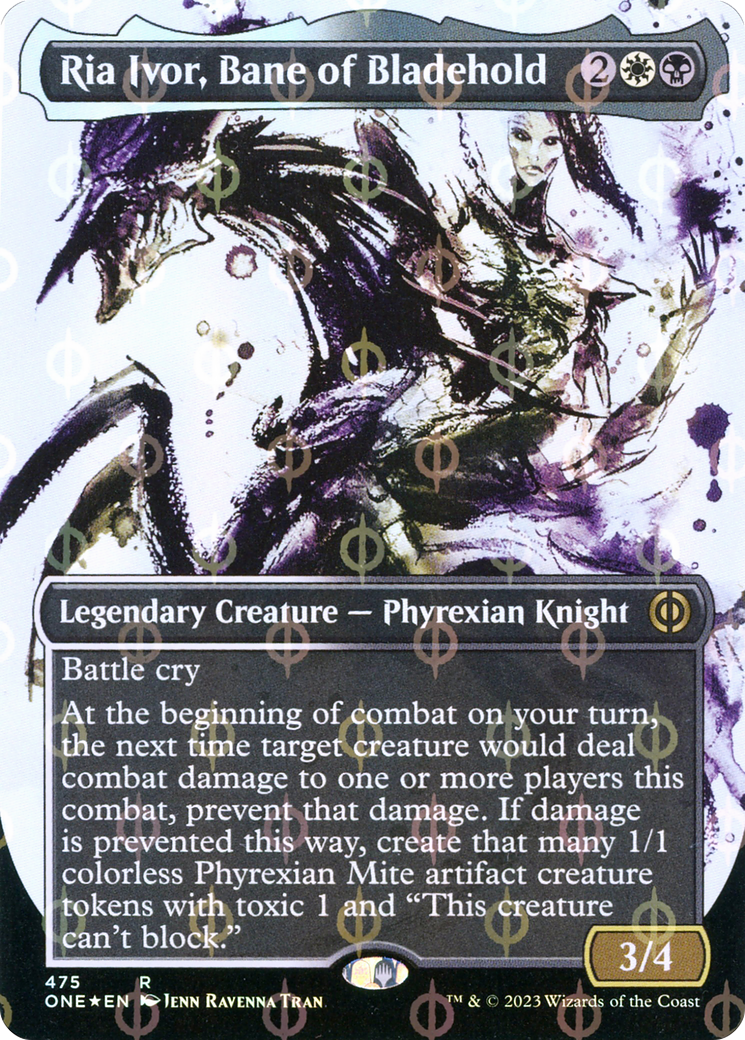 Ria Ivor, Bane of Bladehold (Showcase) (Step-and-Compleat Foil) (ONE-475) - Phyrexia: All Will Be One: (Showcase) (Borderless) Foil