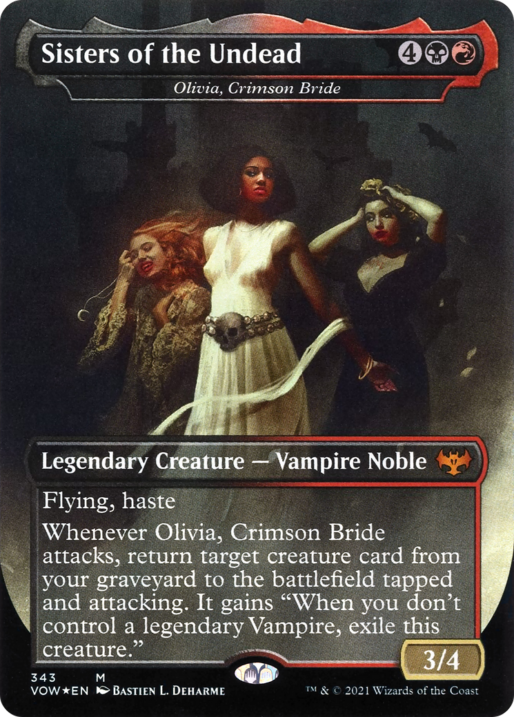 Sisters of the Undead - Olivia, Crimson Bride (VOW-343) - Innistrad: Crimson Vow / Sisters of the Undead (Borderless) Foil