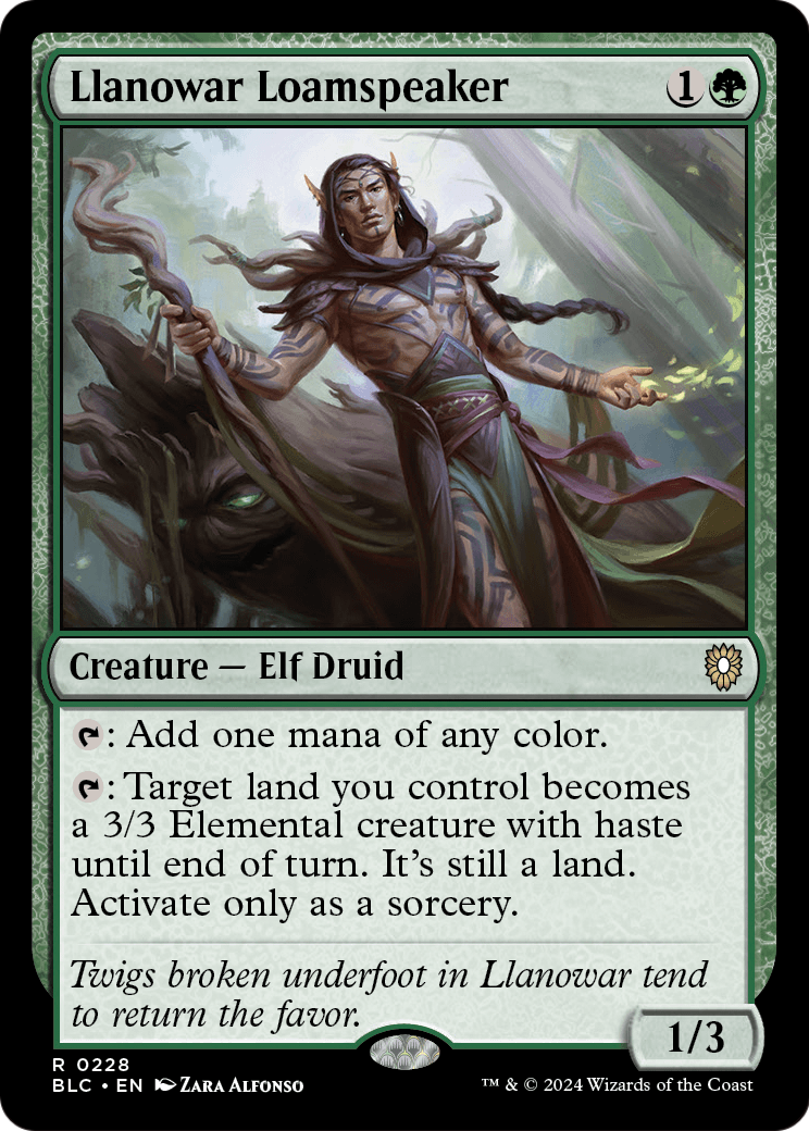 Llanowar Loamspeaker (BLC-228) - Bloomburrow Commander