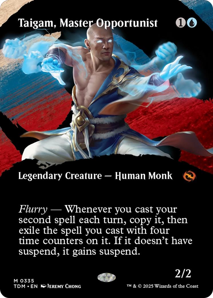 Taigam, Master Opportunist (Borderless) (TDM-335) - Tarkir: Dragonstorm: (Showcase) (Borderless) Foil