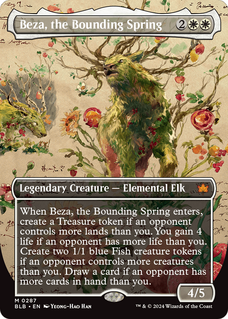 Beza, the Bounding Spring (Borderless) (BLB-287) - Bloomburrow: (Showcase) (Borderless) Foil