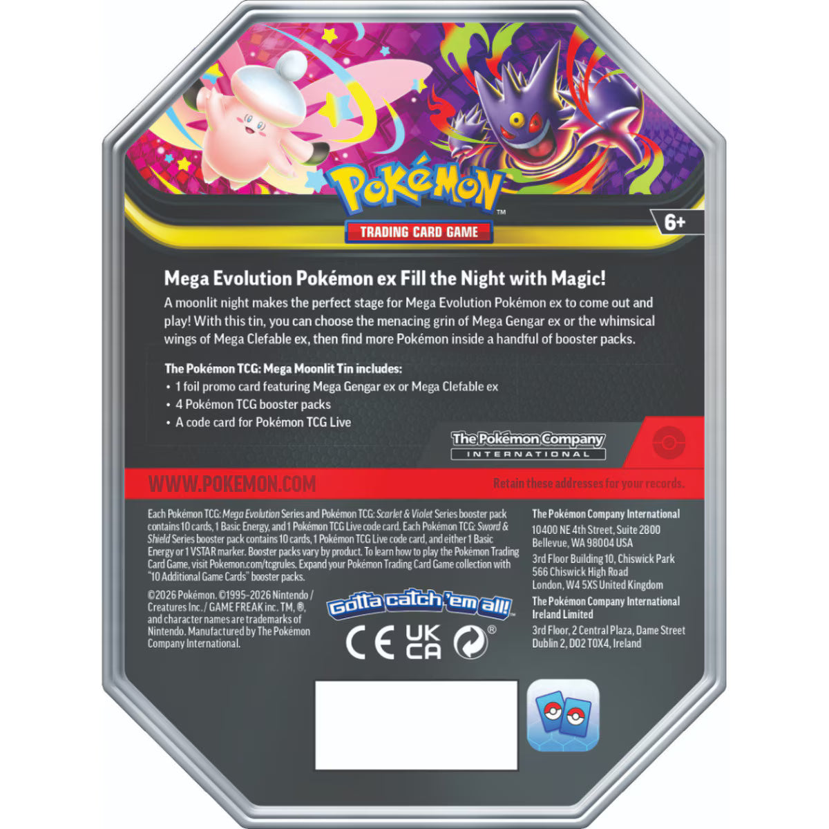 Pokémon TCG: Mega Moonlit ex Tin (Mega Gengar Ex)