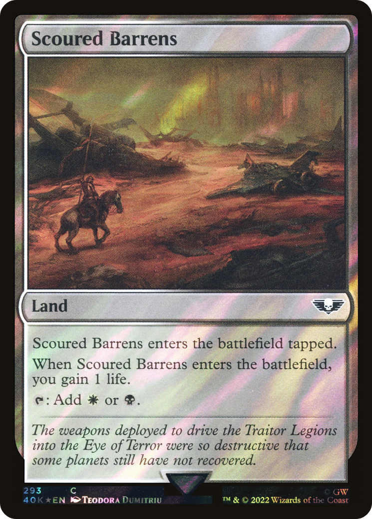 Scoured Barrens (Surge Foil) (40K-293) - Warhammer 40,000 Commander Foil