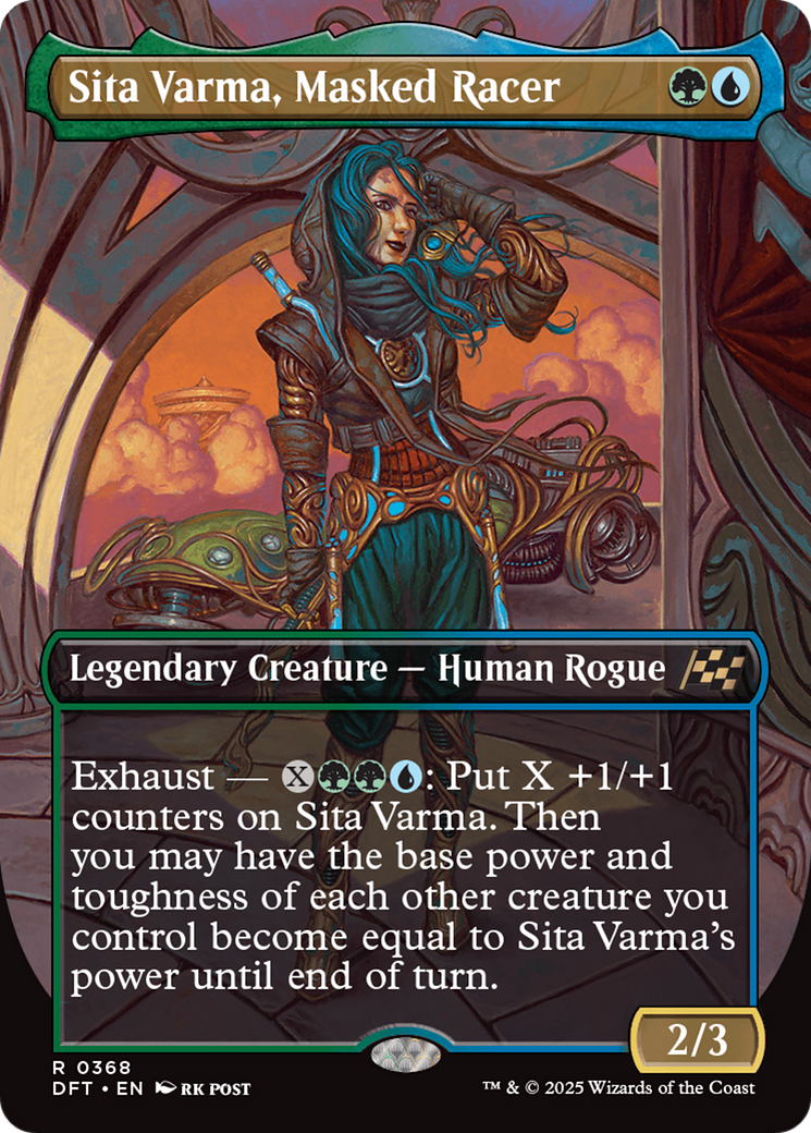 Sita Varma, Masked Racer (Borderless) (DFT-368) - Aetherdrift (Borderless) Foil
