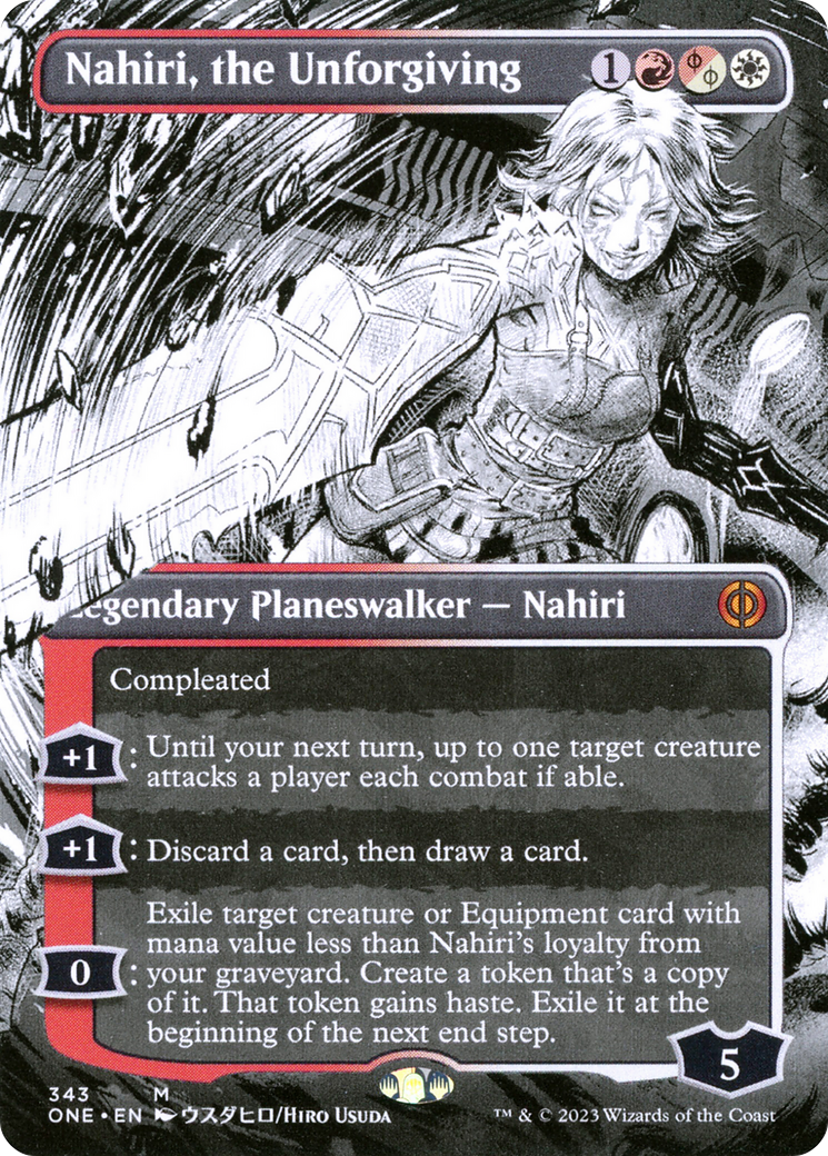 Nahiri, the Unforgiving (Borderless) (ONE-343) - Phyrexia: All Will Be One: (Showcase) (Borderless) Foil