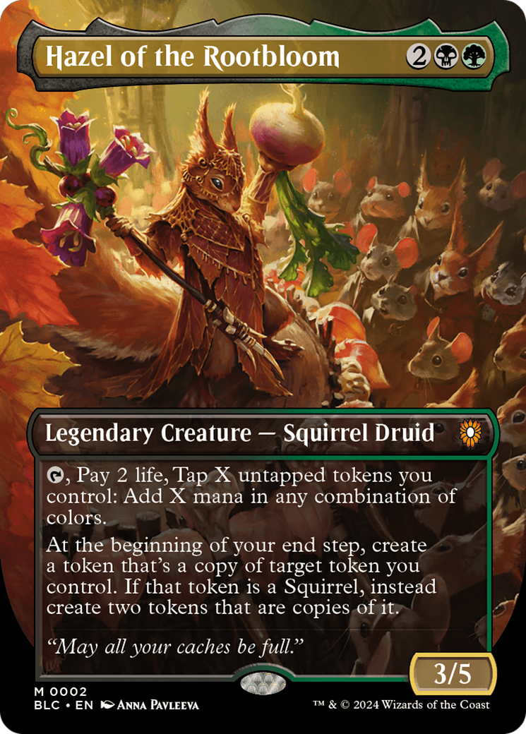 Hazel of the Rootbloom (Borderless) (BLC-002) - Bloomburrow Commander (Borderless)