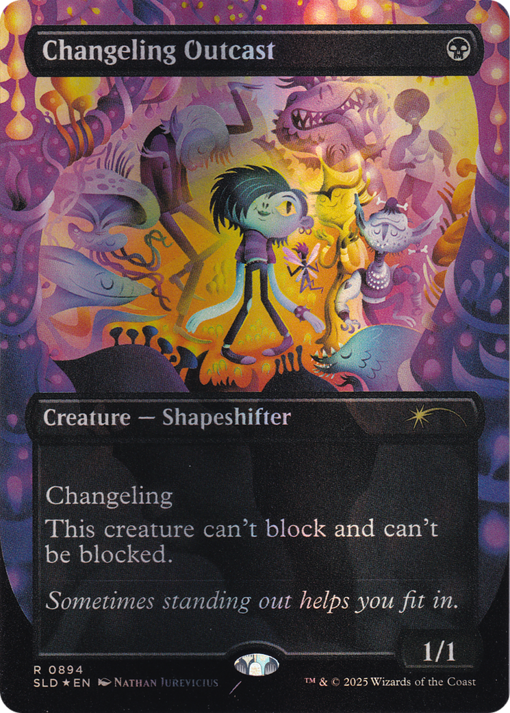 Changeling Outcast (Rainbow Foil) (SLD-894) - Secret Lair Drop (Borderless) Foil