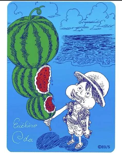 Watermelon Luffy X Eiichiro Oda Signature (One Piece Japanese Promo)