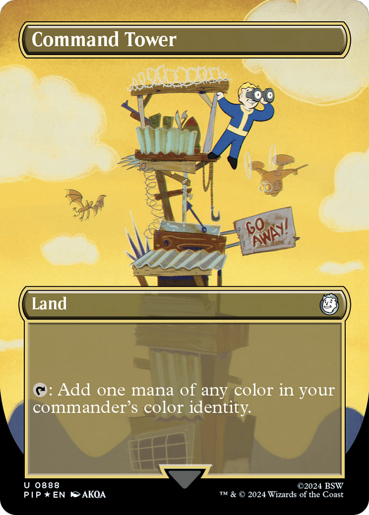 Command Tower (Borderless) (Surge Foil) (PIP-888) - Fallout (Borderless) Foil