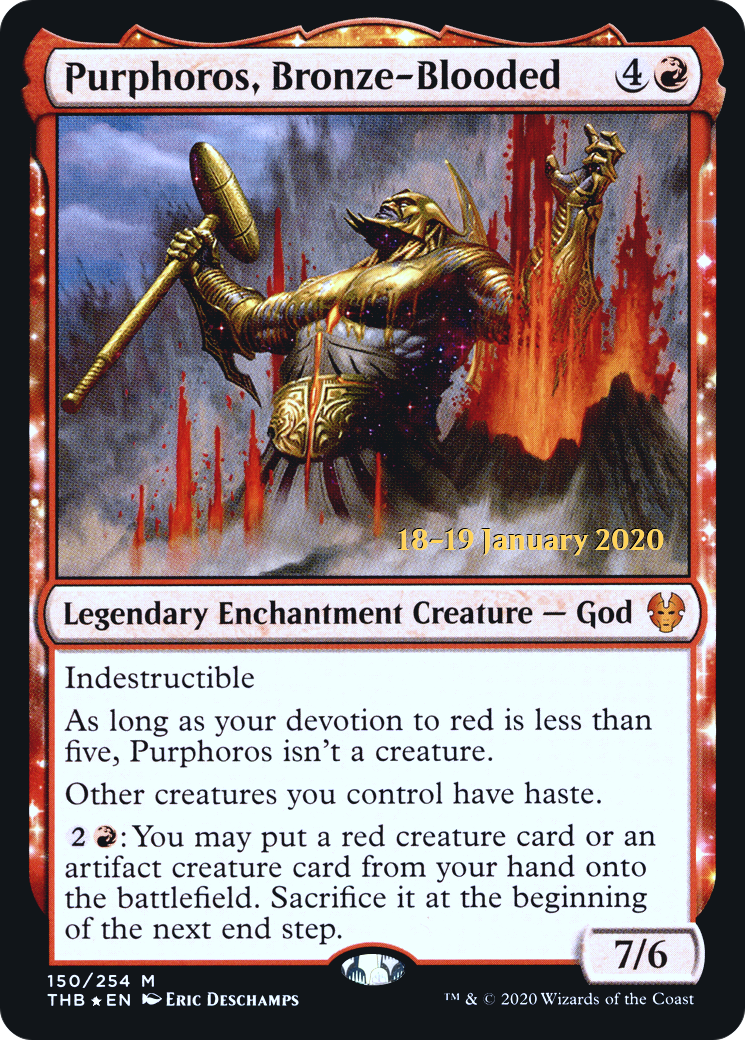 Purphoros, Bronze-Blooded (PRE-150) - Theros Beyond Death Promos: (enchantment) Foil