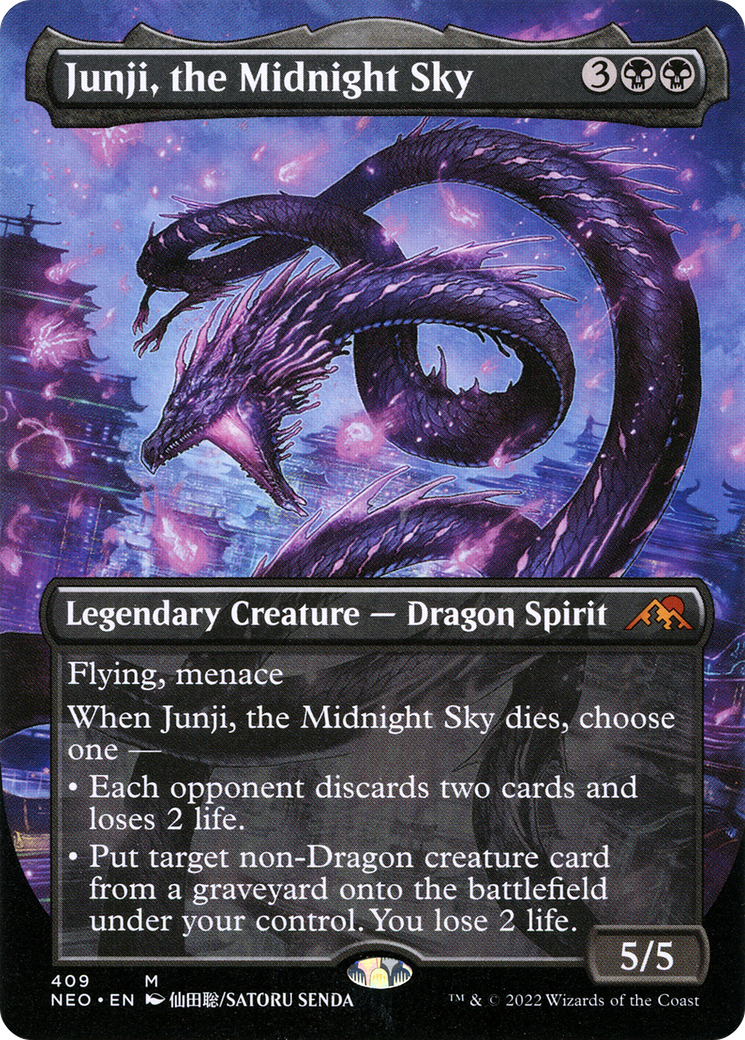 Junji, the Midnight Sky (Borderless) (NEO-409) - Kamigawa: Neon Dynasty (Borderless) Foil