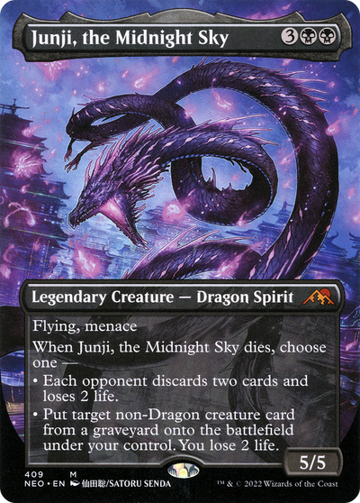 Junji, the Midnight Sky (Borderless) (NEO-409) - Kamigawa: Neon Dynasty (Borderless) Foil