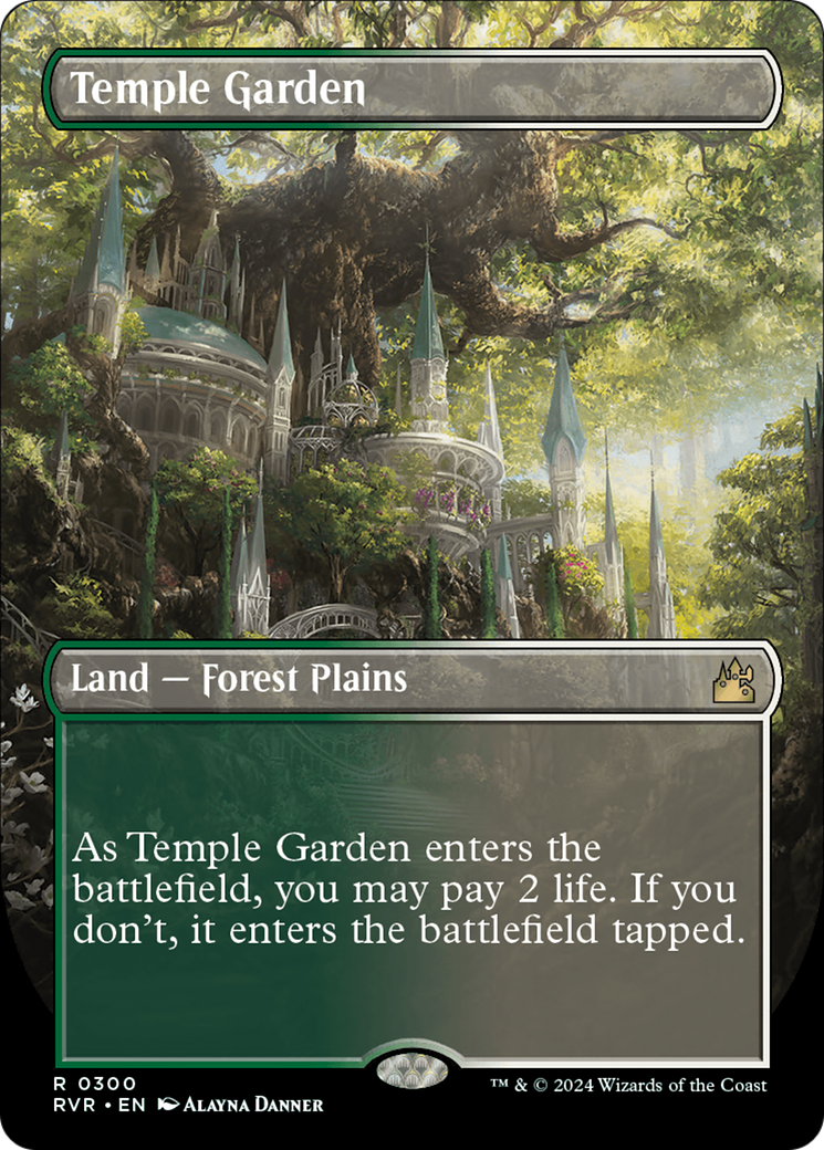 Temple Garden (Borderless) (RVR-300) - Ravnica Remastered (Borderless)