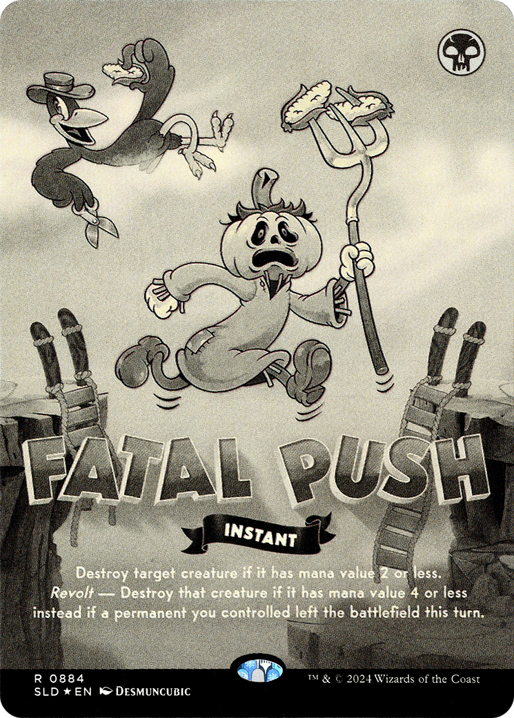 Fatal Push (0884) (Black & White Foil) (SLD-884) - Secret Lair Drop (Borderless) Foil