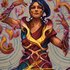 Saheeli, the Sun's Brilliance // Saheeli, the Sun's Brilliance (ALCI-052) - The Lost Caverns of Ixalan Art Series (Borderless)