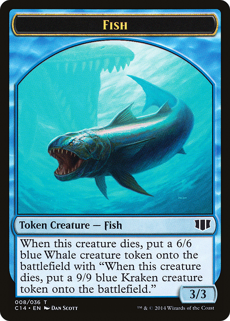 Fish // Zombie (Blue) Double-sided Token (C14-8 // 11) - Commander 2014 Tokens