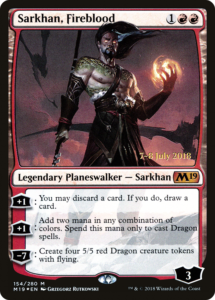 Sarkhan, Fireblood (PRE-154) - Core Set 2019 Promos Foil
