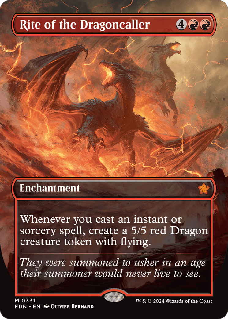 Rite of the Dragoncaller (Borderless) (FDN-331) - Foundations: (enchantment) (Borderless) Foil