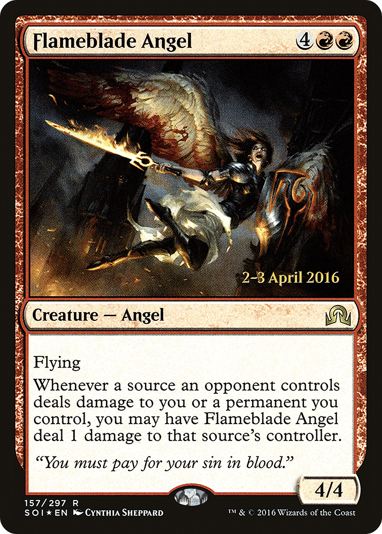 Flameblade Angel (PRE-157) - Shadows over Innistrad Promos Foil
