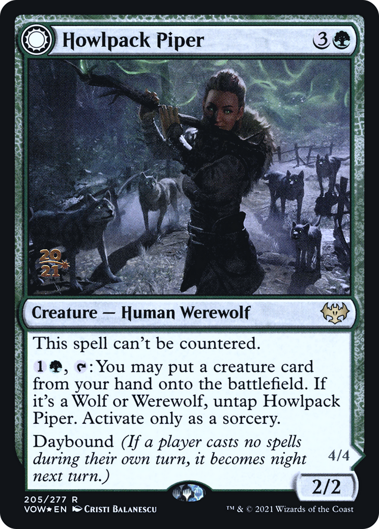 Howlpack Piper (PRE-205) - Innistrad: Crimson Vow Promos: (Double Faced Transform) Foil