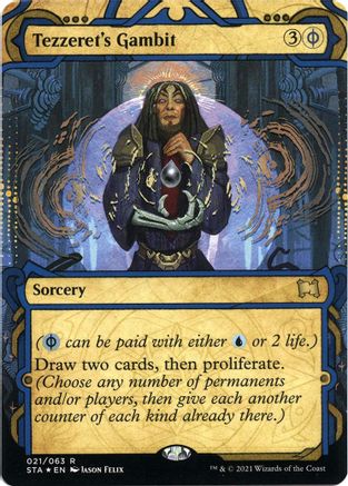 Tezzeret's Gambit (Foil Etched) (STA-021) - Strixhaven Mystical Archive (Borderless) Foil