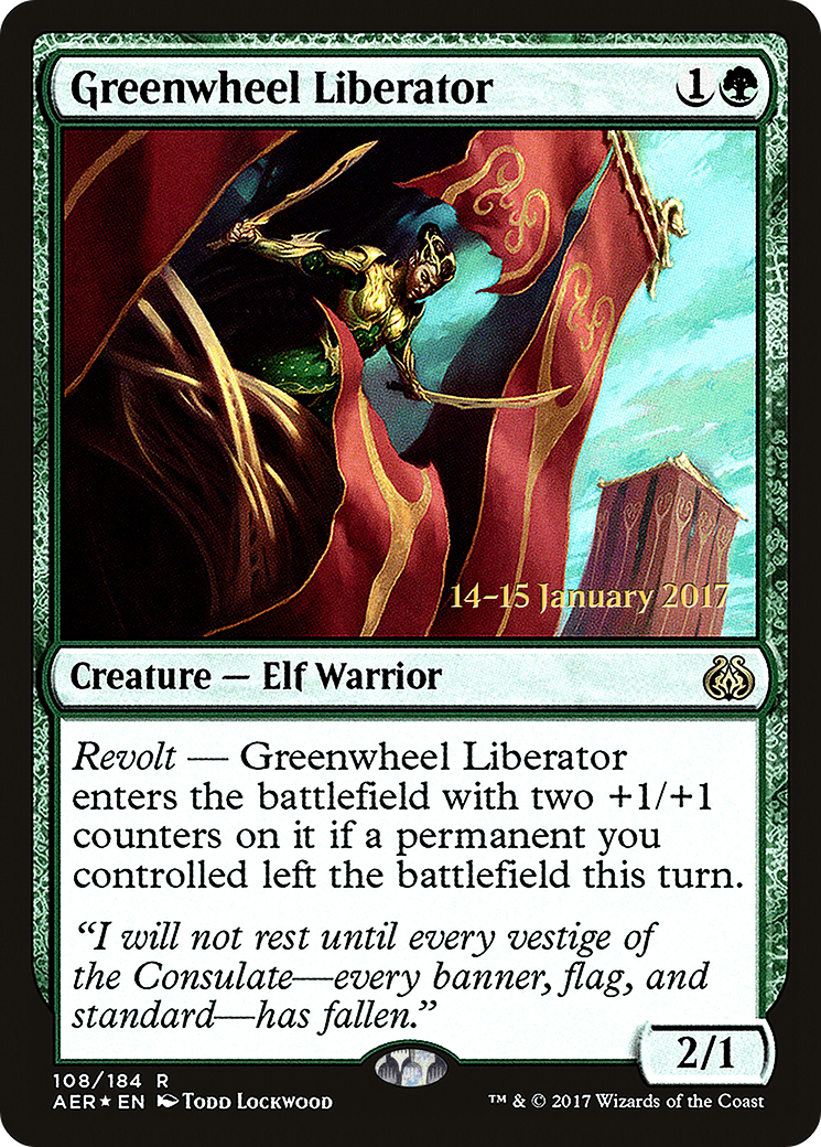 Greenwheel Liberator (PRE-108) - Aether Revolt Promos Foil