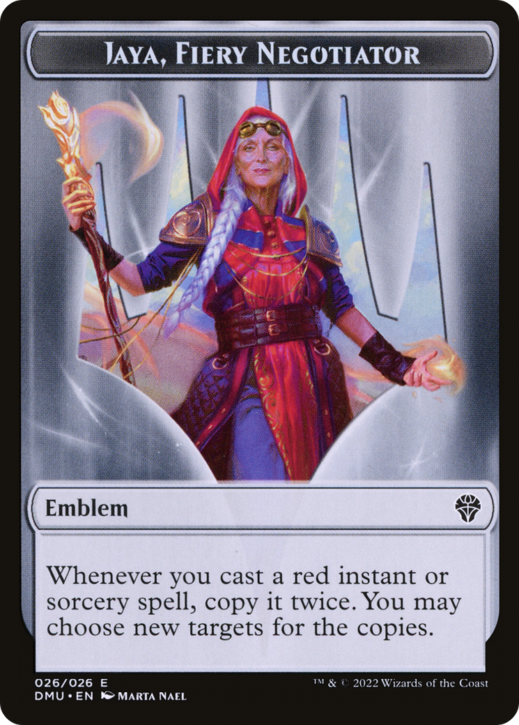 Jaya, Fiery Negotiator Emblem (TDMU-026) - Dominaria United Tokens
