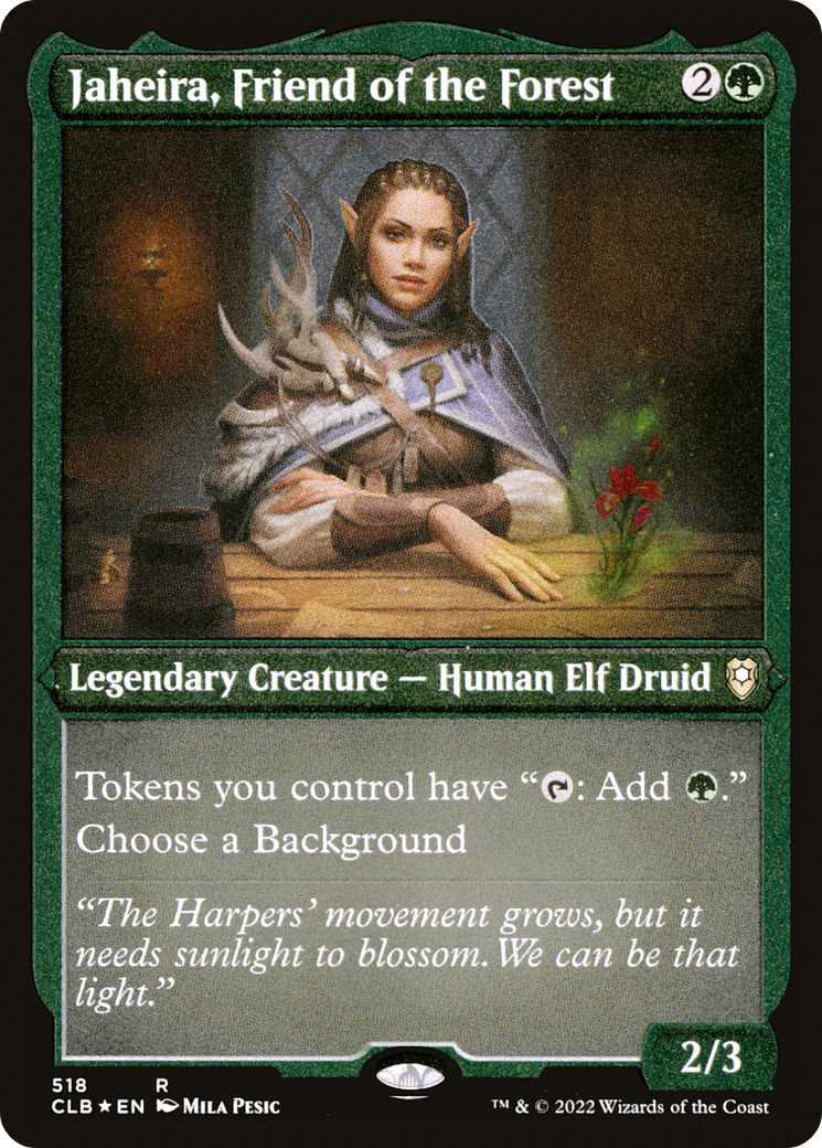 Jaheira, Friend of the Forest (CLB-518) - Commander Legends: Battle for Baldur's Gate Etched Foil