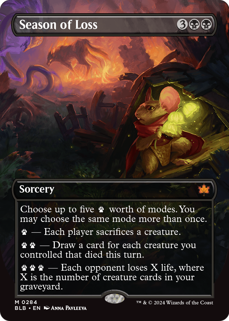 Season of Loss (Borderless) (BLB-284) - Bloomburrow: (Showcase) (Borderless) Foil