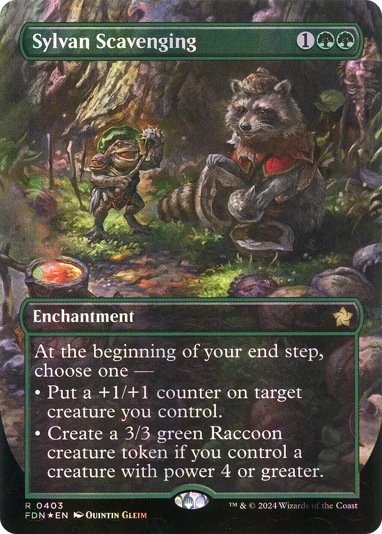 Sylvan Scavenging (Borderless) (Mana Foil) (FDN-403) - Foundations: (enchantment) (Borderless) Foil