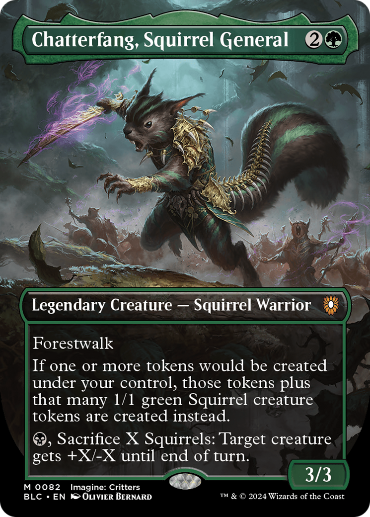Chatterfang, Squirrel General (Borderless) (BLC-082) - Bloomburrow Commander (Borderless) Foil