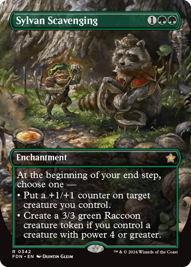 Sylvan Scavenging (Borderless) (FDN-342) - Foundations: (enchantment) (Borderless) Foil
