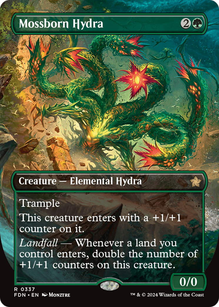 Mossborn Hydra (Borderless) (FDN-337) - Foundations (Borderless)