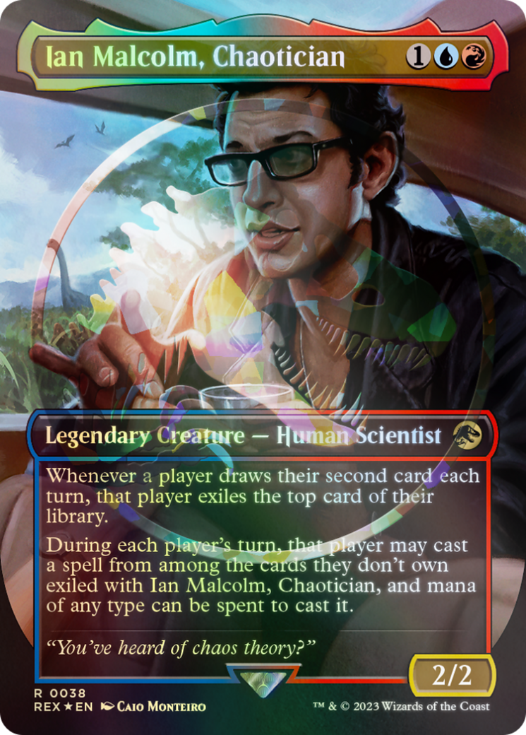 Ian Malcolm, Chaotician (Borderless) (Emblem) (REX-038) - Jurassic World Collection (Borderless) Foil